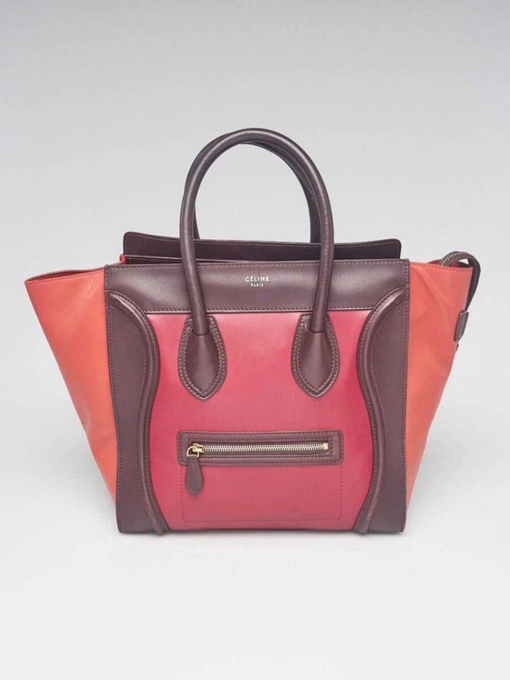 Celine Tricolor Smooth Calfskin Leather Mini Luggage Tote Bag